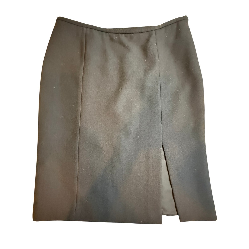 Armani Collezioni Black Wool Slit Pencil Skirt Made in Italy Womens Size 10